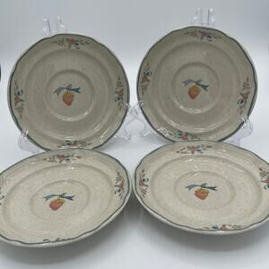 SET OF 4 Vintage International Stoneware Marmalade Strawberry Goose Saucer